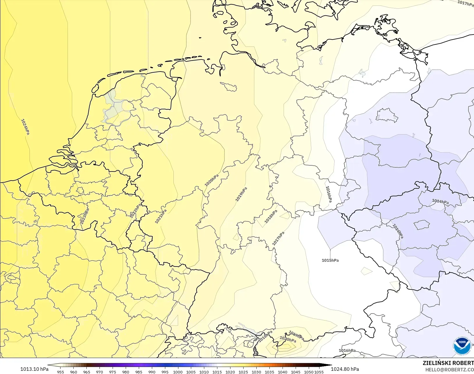 GFS modelo - Alemania, Presión