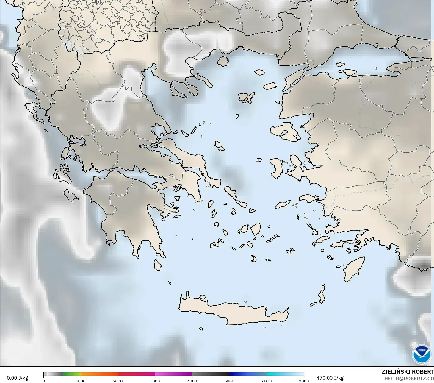 GFS modelo - Grecia, CAPE