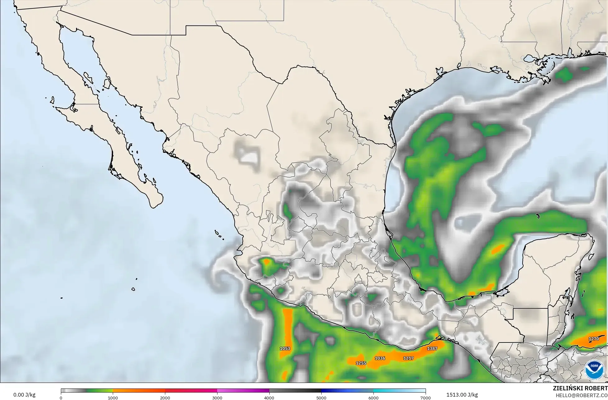 GFS modelo - México, CAPE