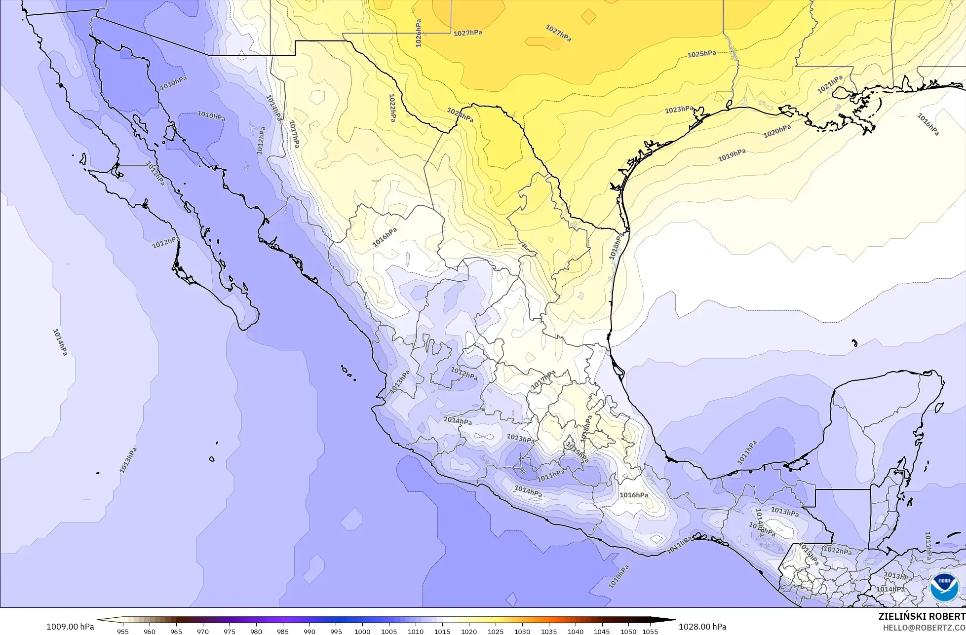 GFS modelo - México, Presión
