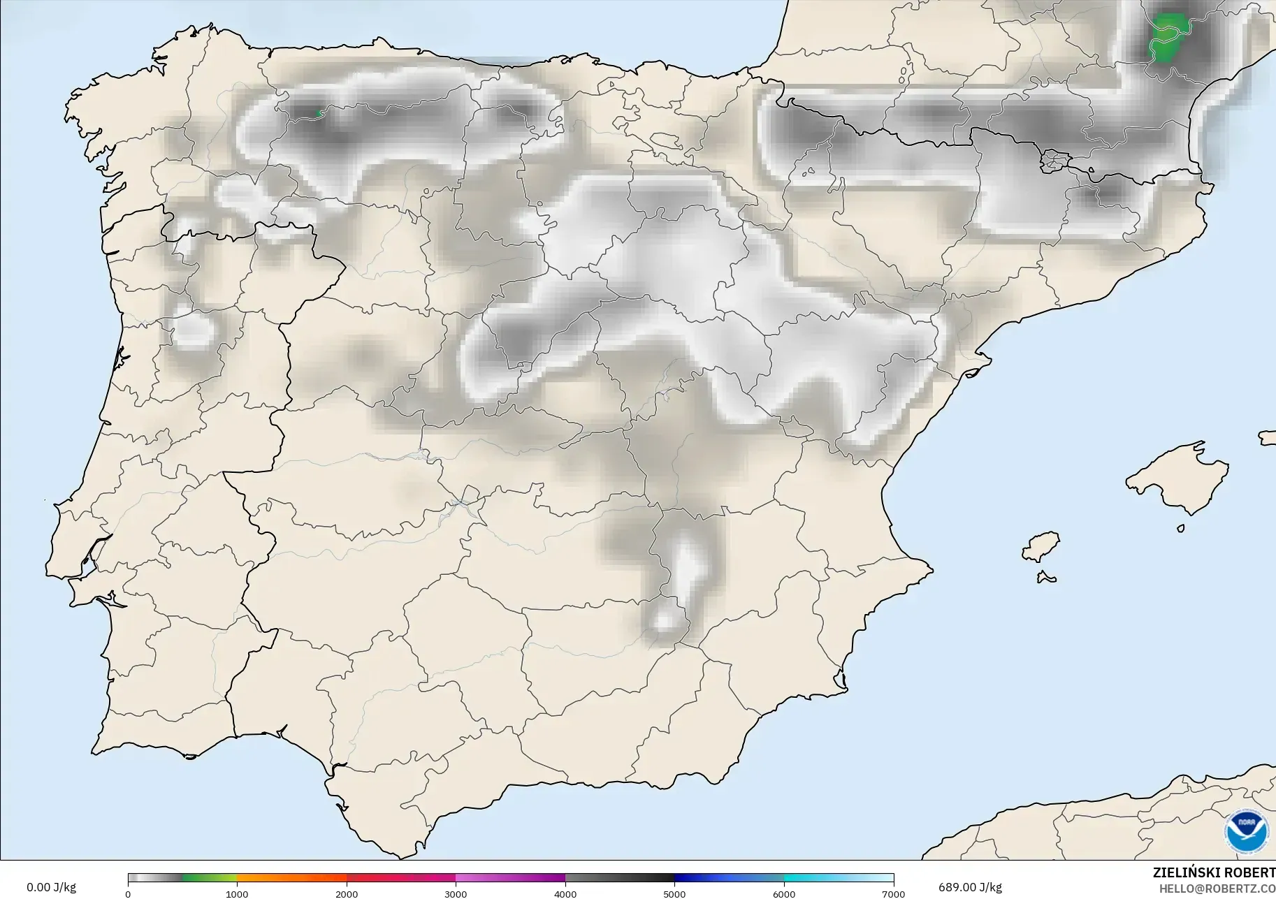 GFS modelo - España, CAPE