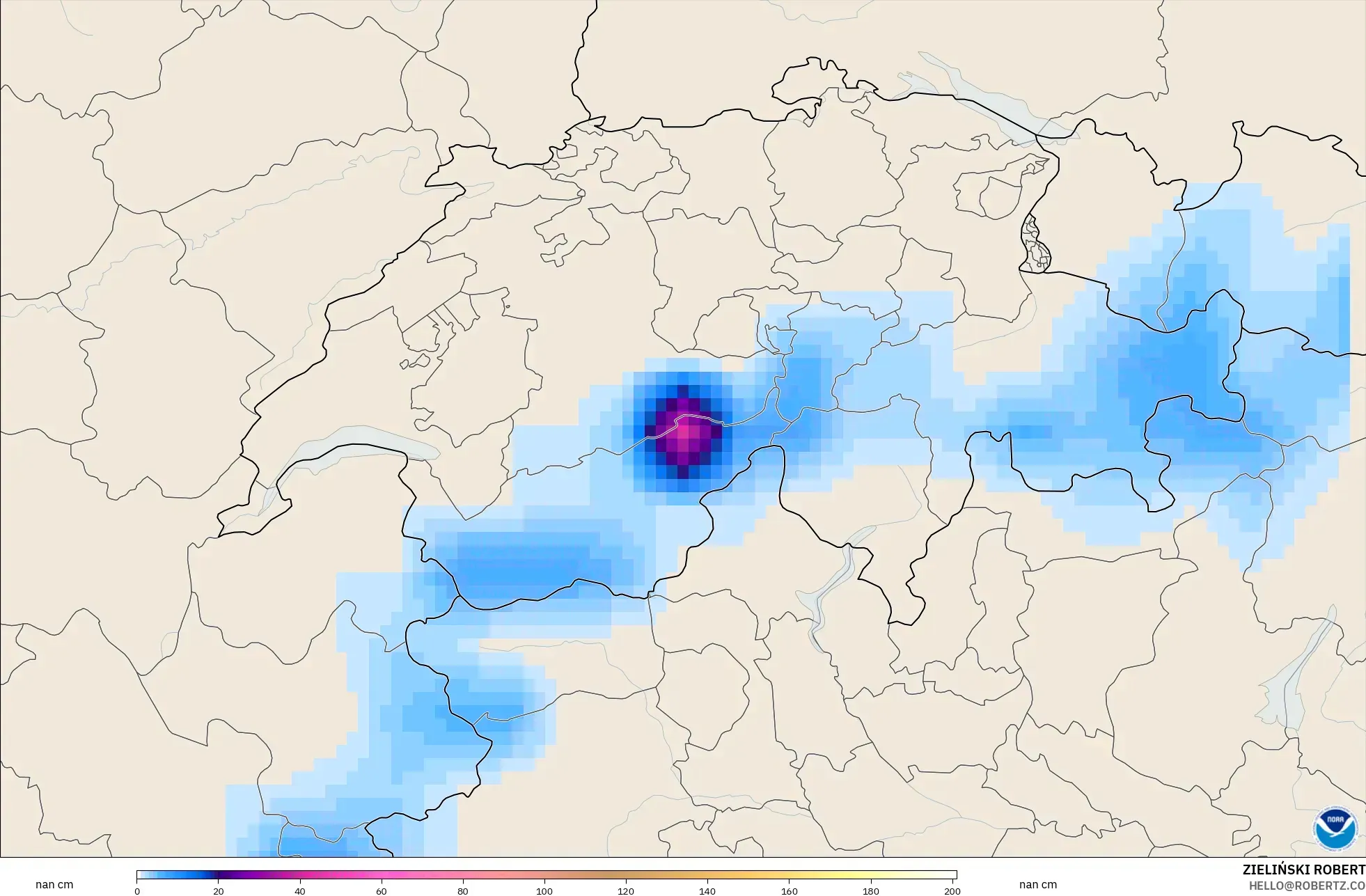 GFS modelo - Suiza, Profundidad de nieve