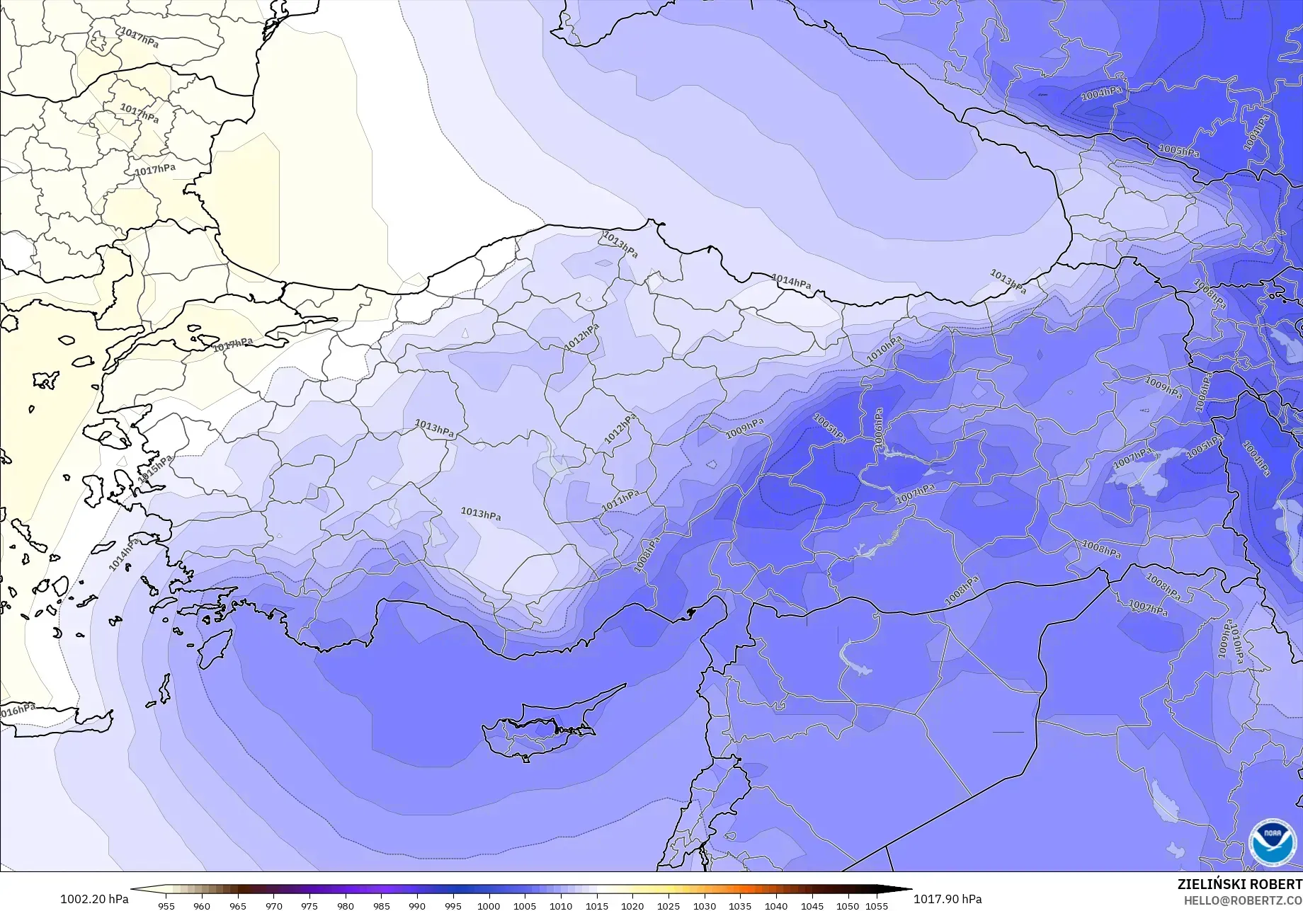 GFS modelo - Turquía, Presión
