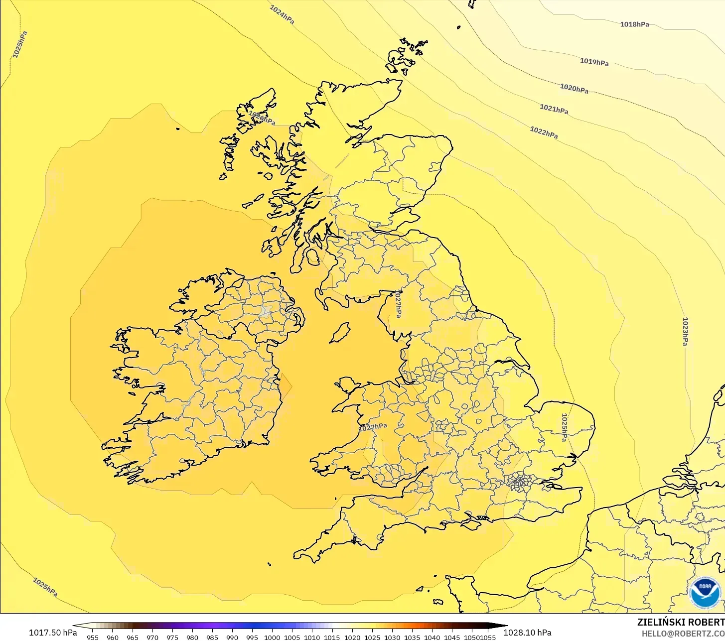 GFS modelo - Reino Unido, Presión