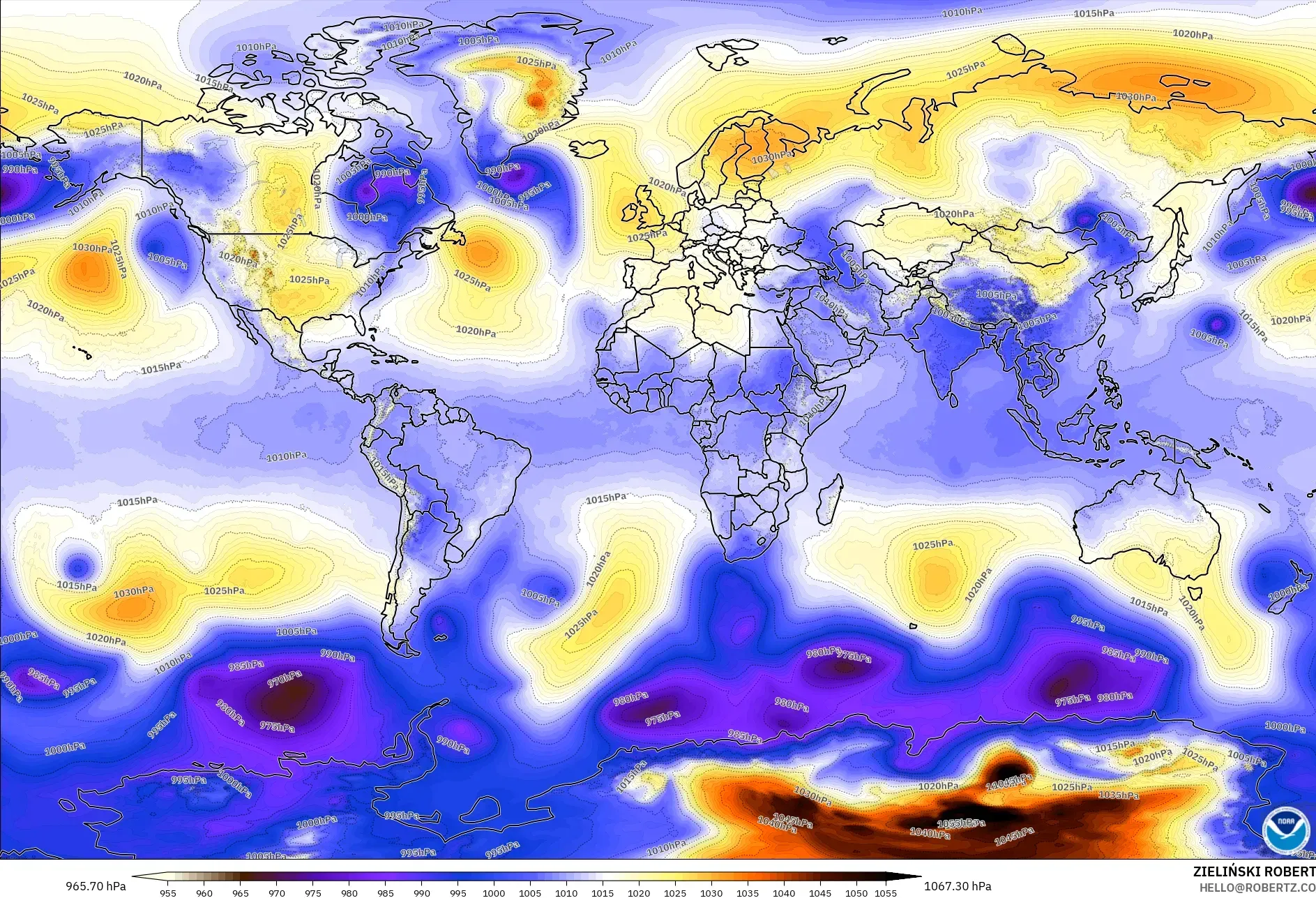 GFS modelo - Mundo, Presión