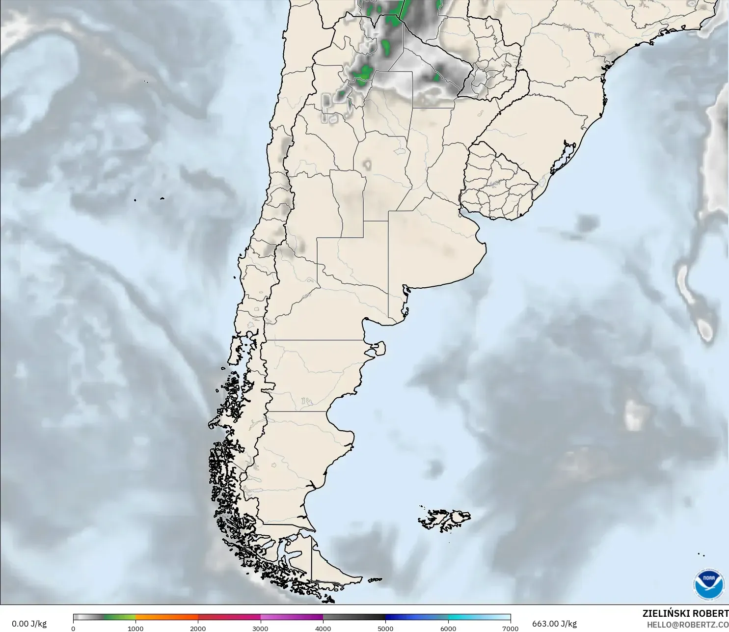 GFS modelo - Argentina, CAPE
