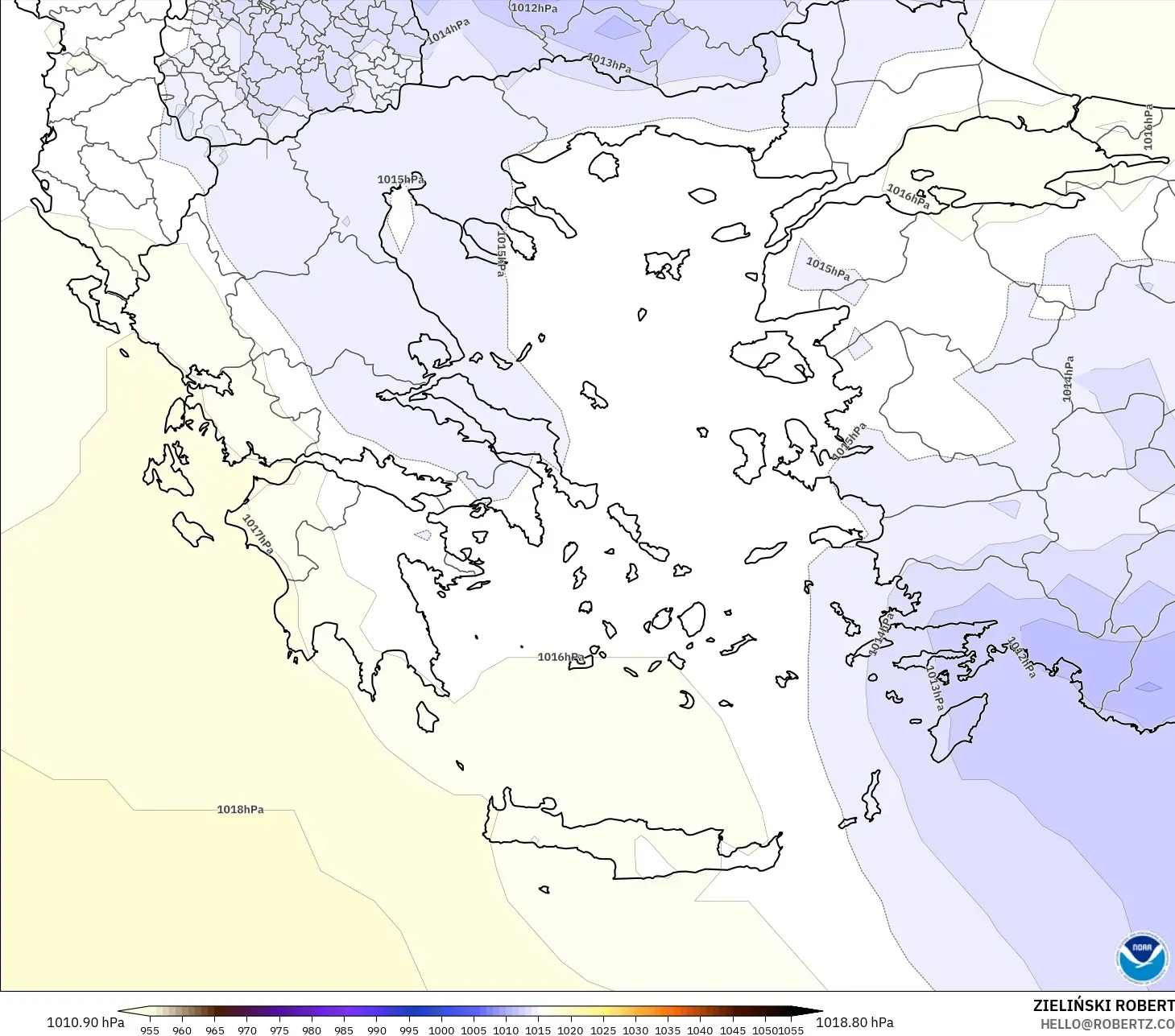 GFS modelo - Grecia, Presión