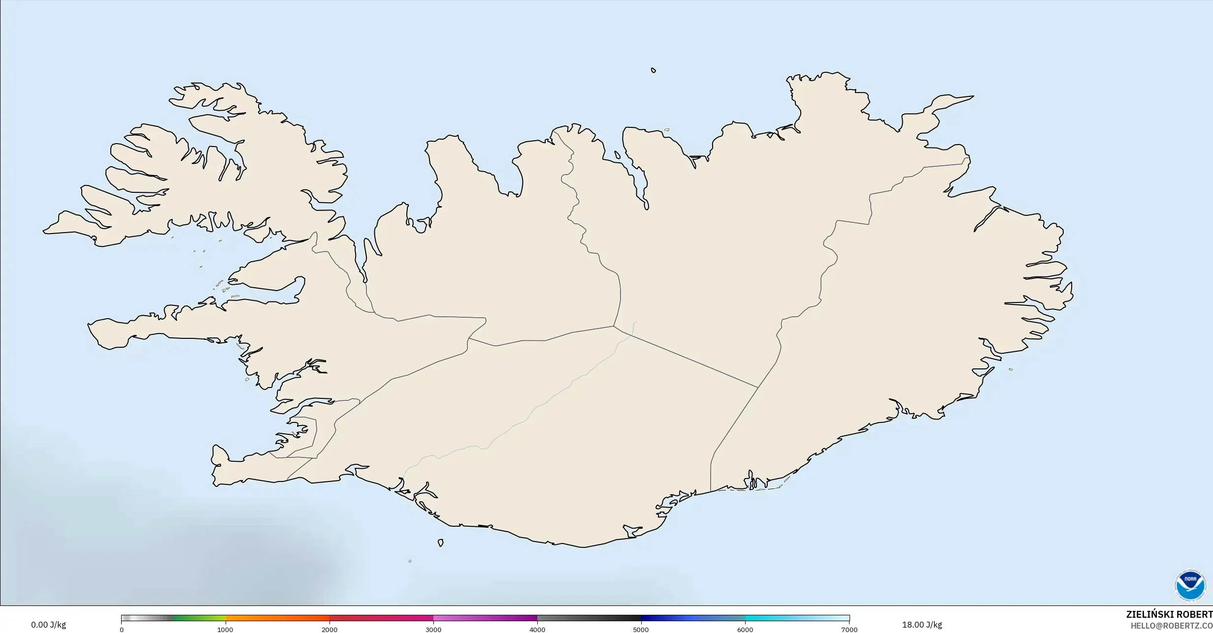 GFS modelo - Islandia, CAPE