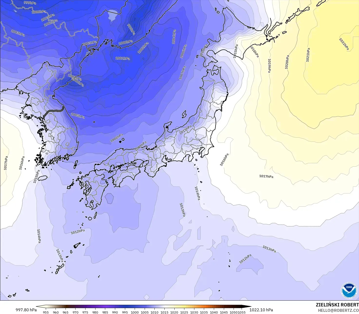 GFS modelo - Japón, Presión