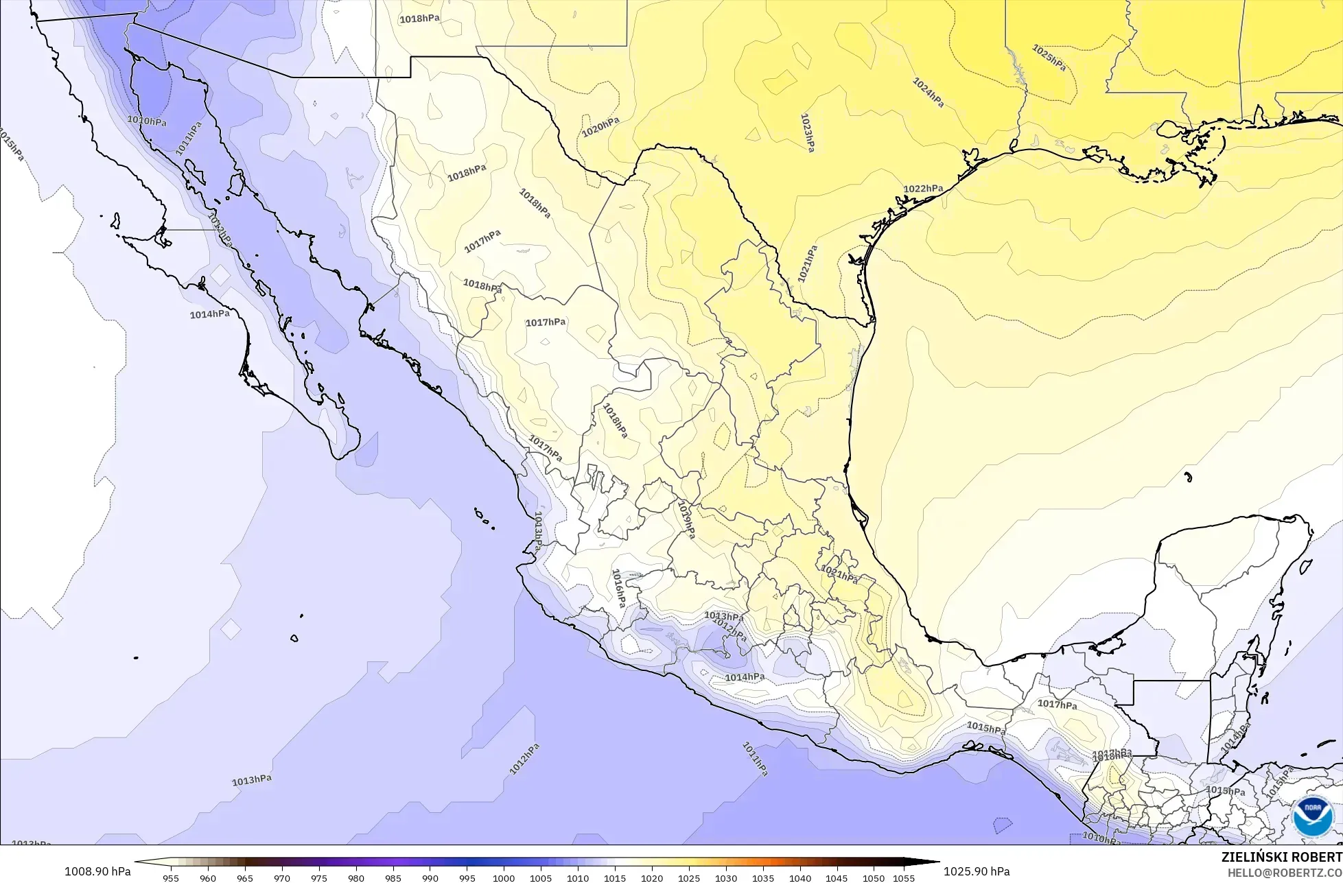 GFS modelo - México, Presión