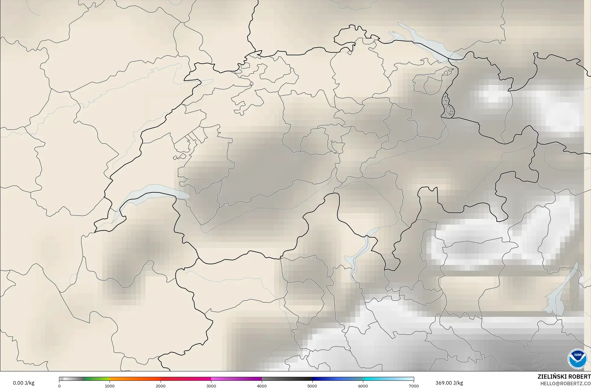 GFS modelo - Suiza, CAPE