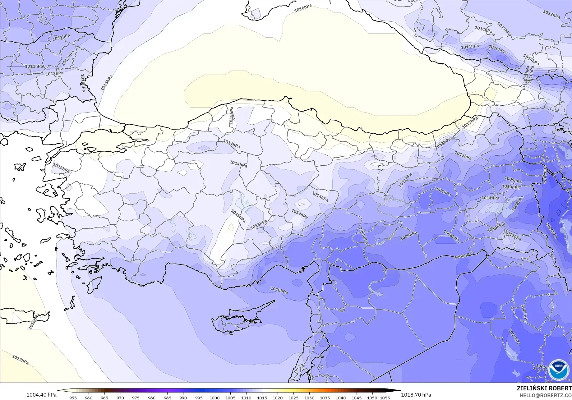 GFS modelo - Turquía, Presión