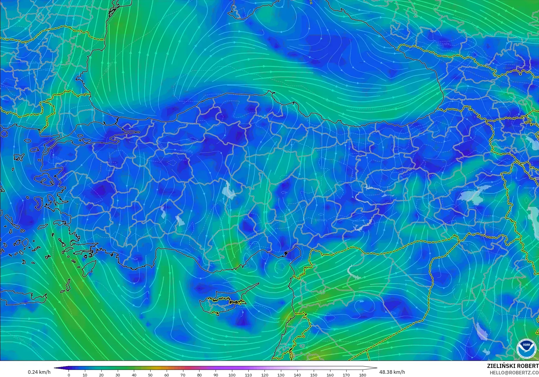 GFS modelo - Turquía, Viento a 10 m