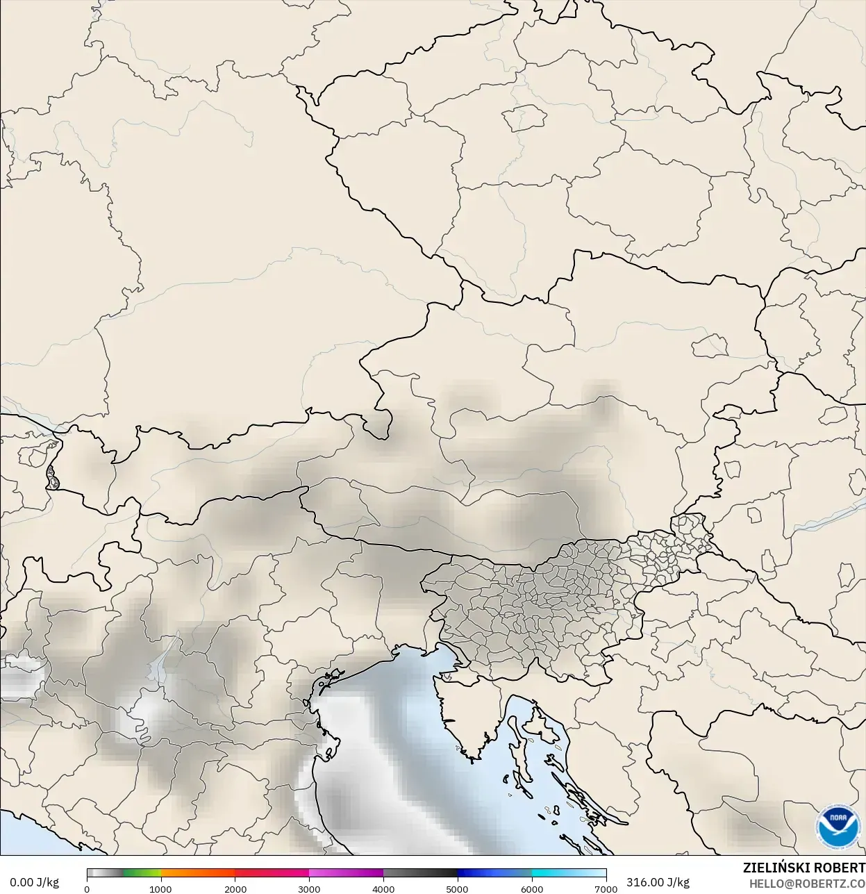 GFS modelo - Austria, CAPE
