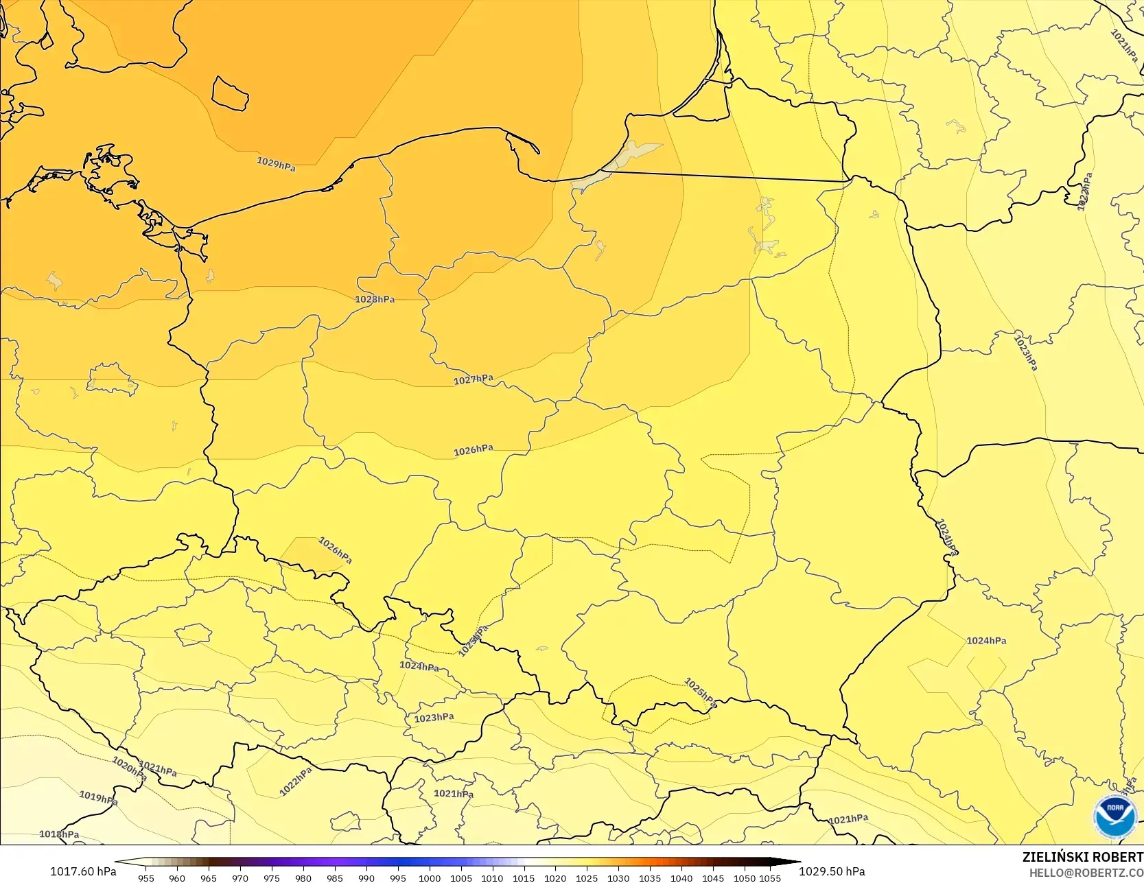 GFS modelo - Polonia, Presión