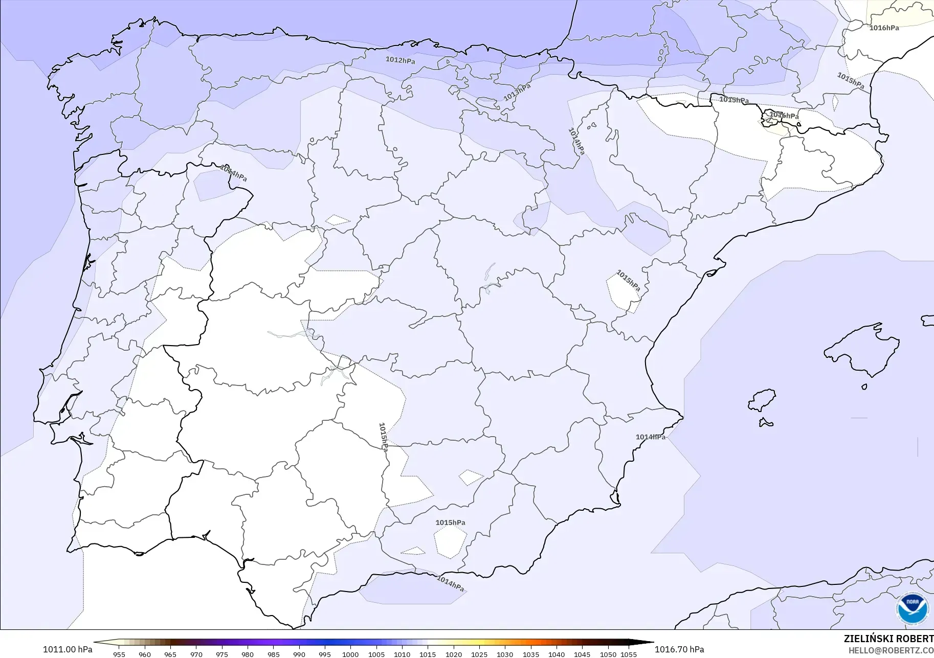GFS modelo - España, Presión