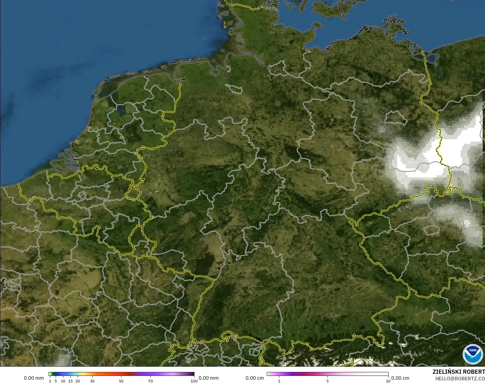 GFS modelo - Alemania, Precipitación, nubes y presión