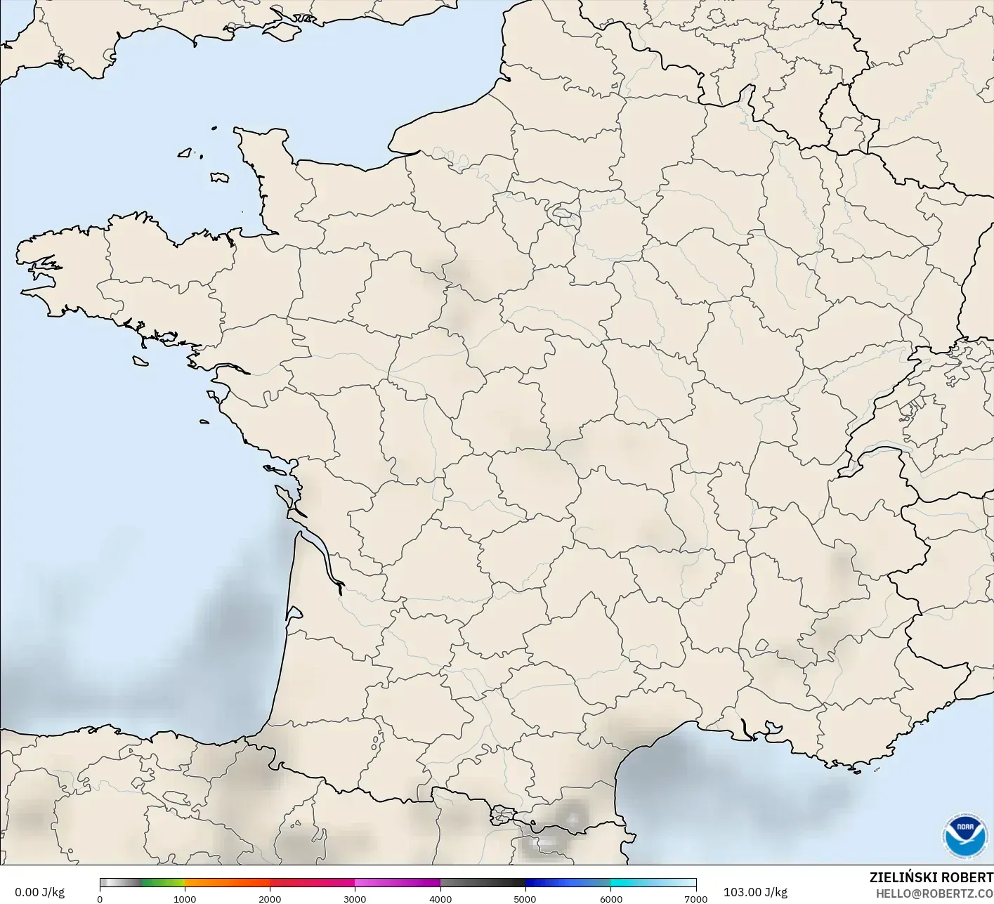 GFS modelo - Francia, CAPE