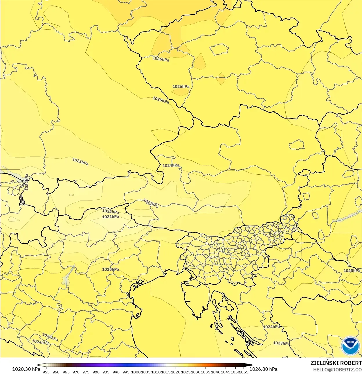 GFS modelo - Austria, Presión
