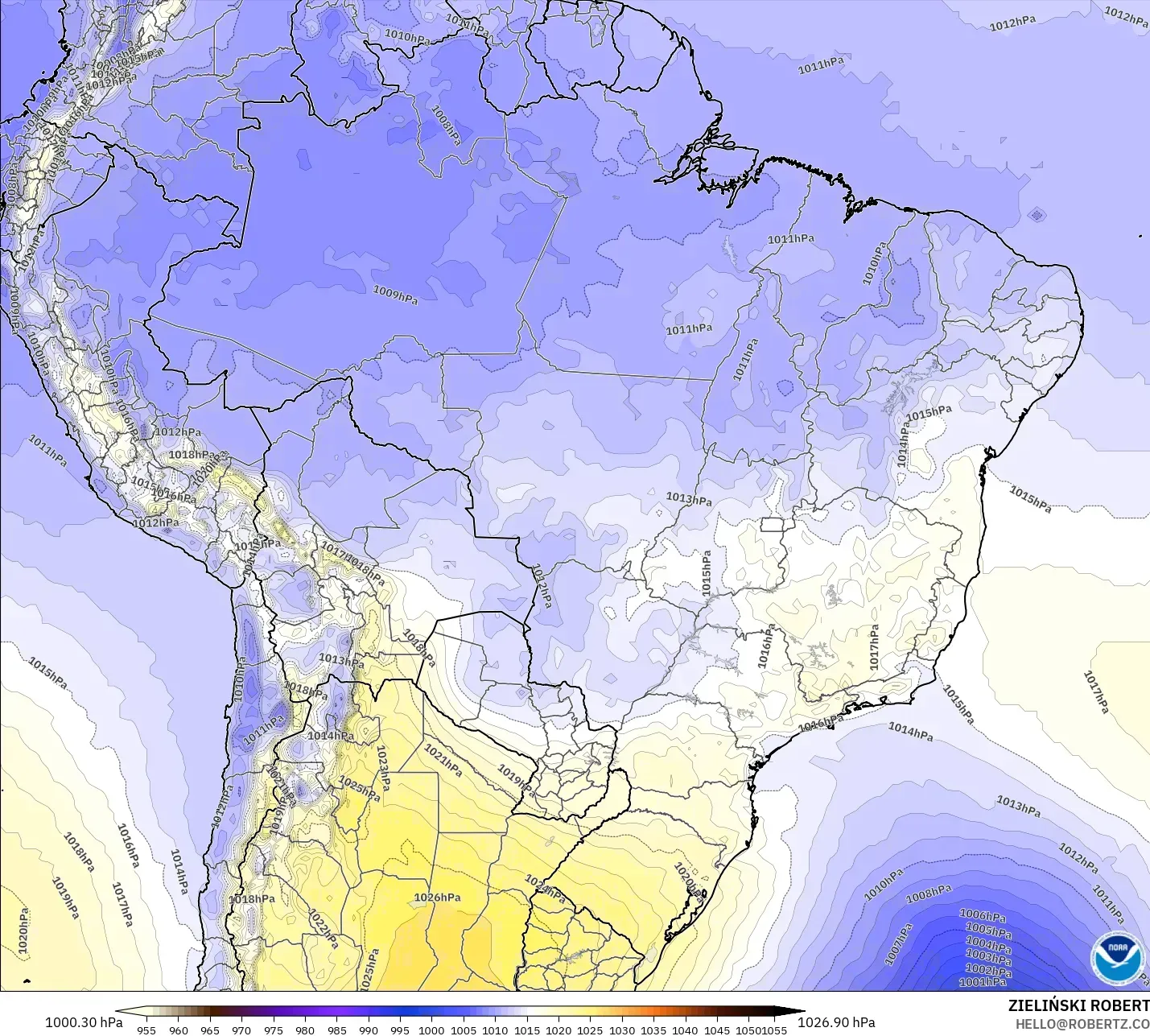 GFS modelo - Brasil, Presión