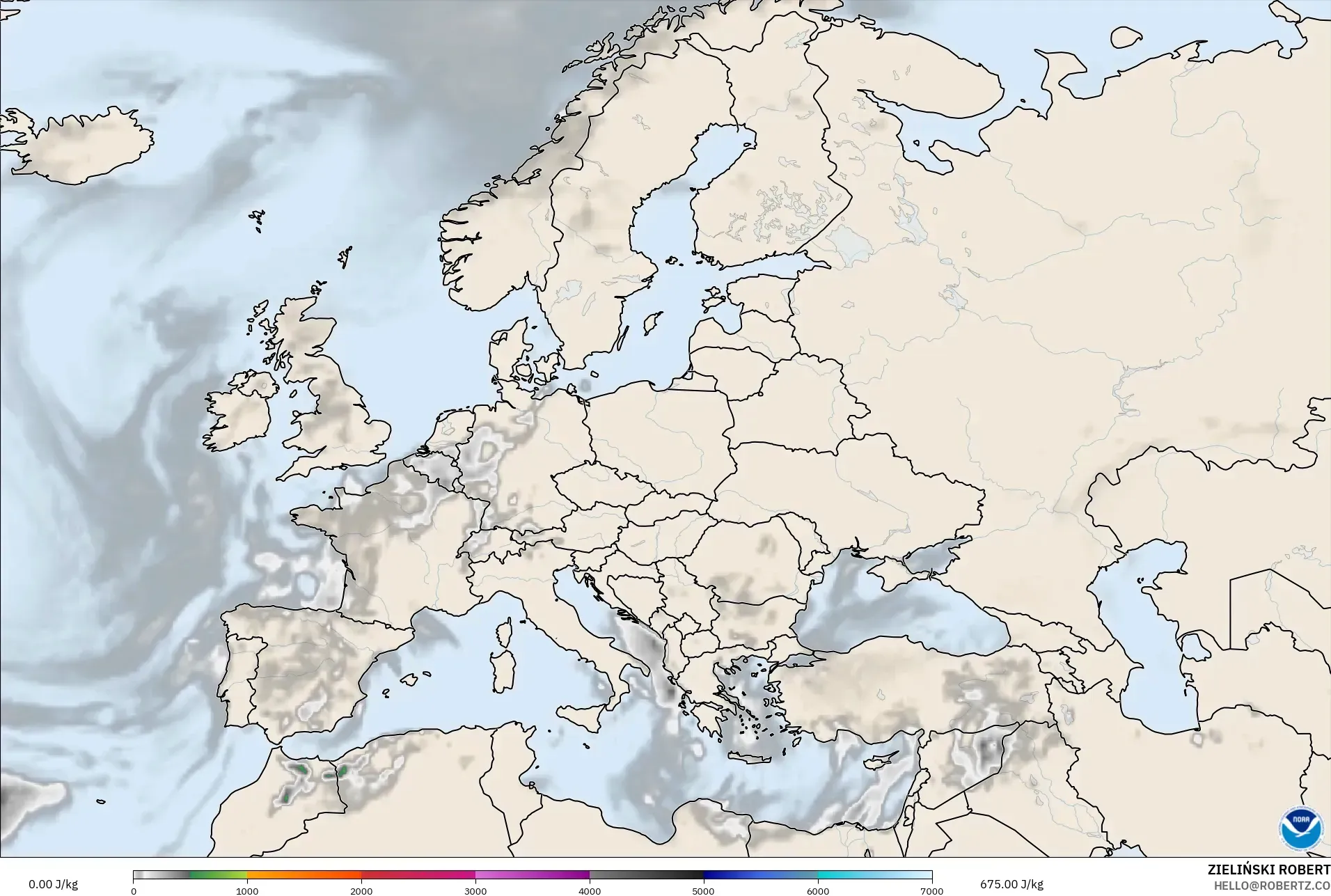 GFS modelo - Europa, CAPE