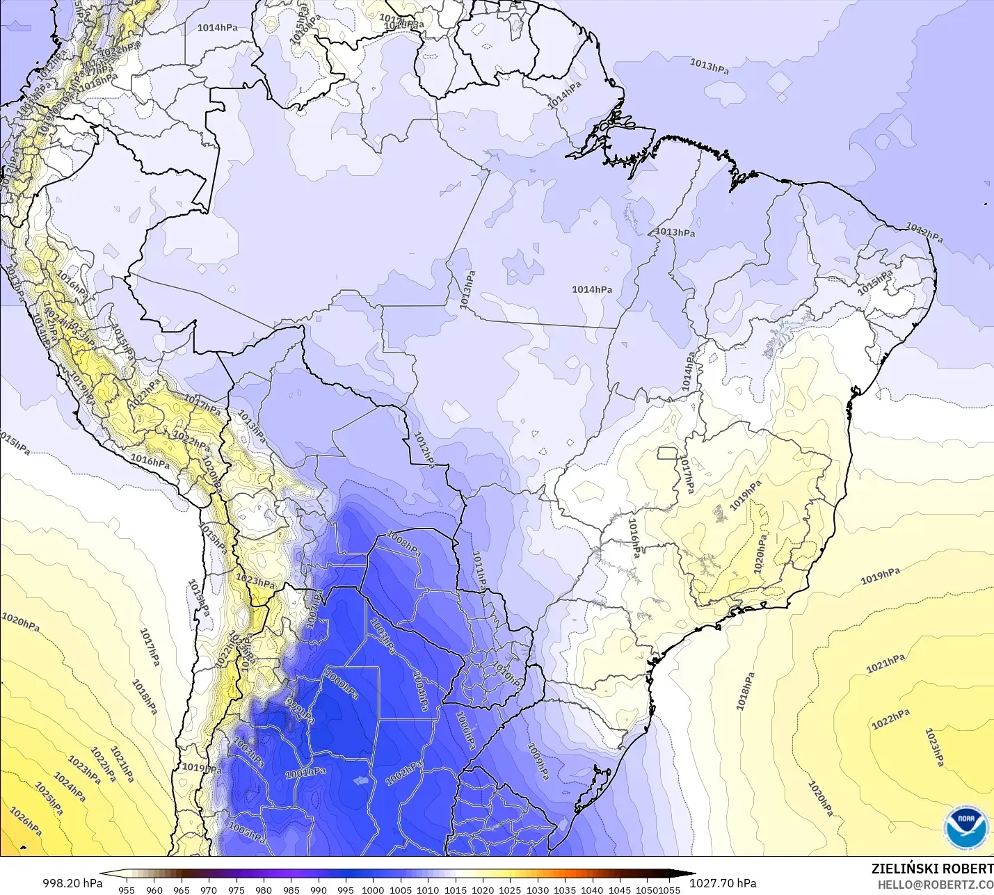 GFS modelo - Brasil, Presión