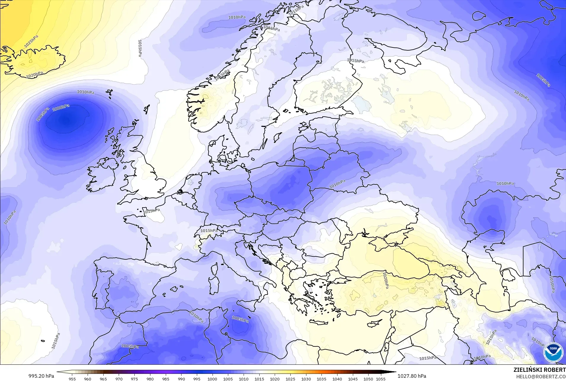 GFS modelo - Europa, Presión