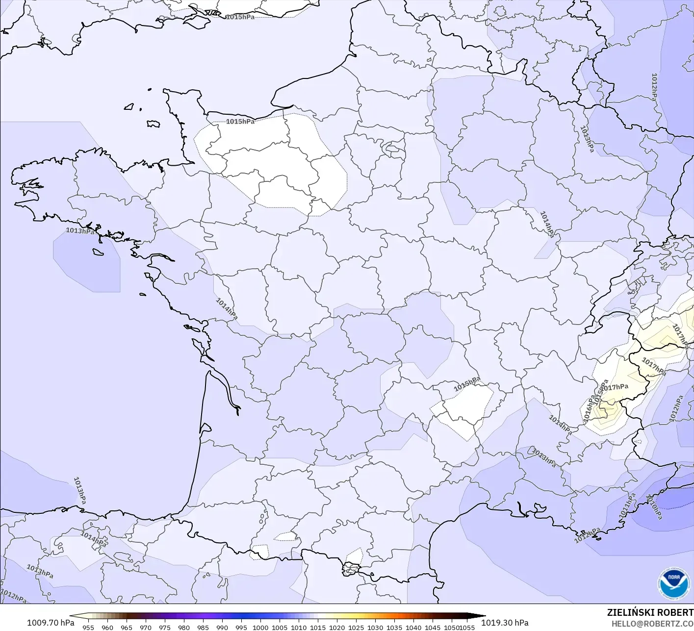 GFS modelo - Francia, Presión