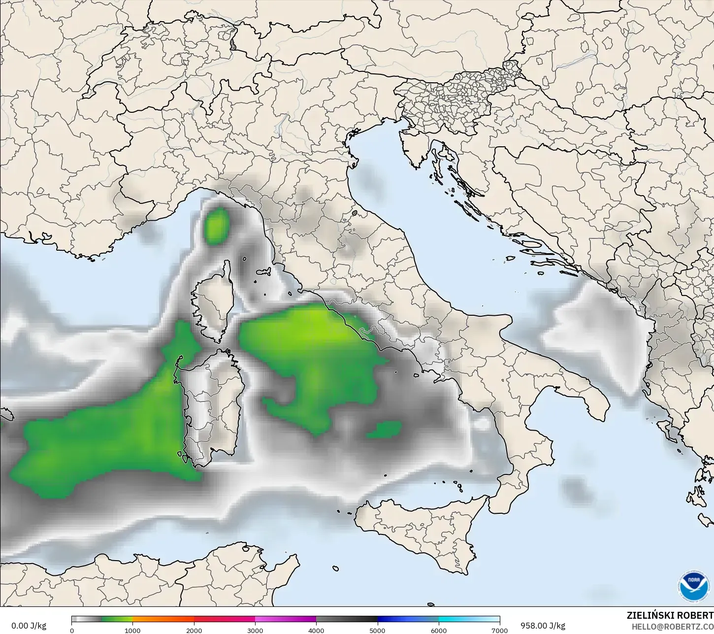 GFS modelo - Italia, CAPE