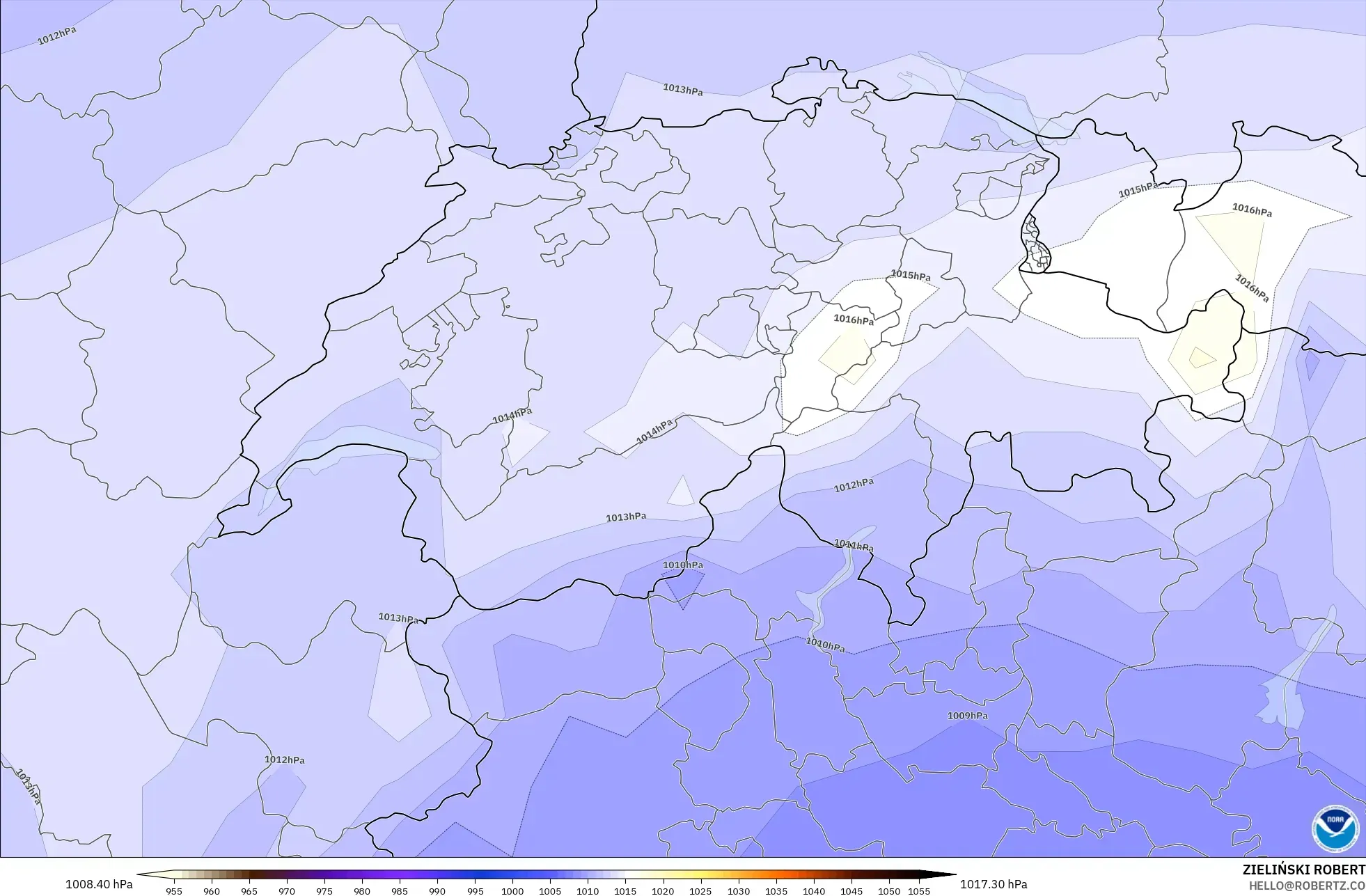 GFS modelo - Suiza, Presión