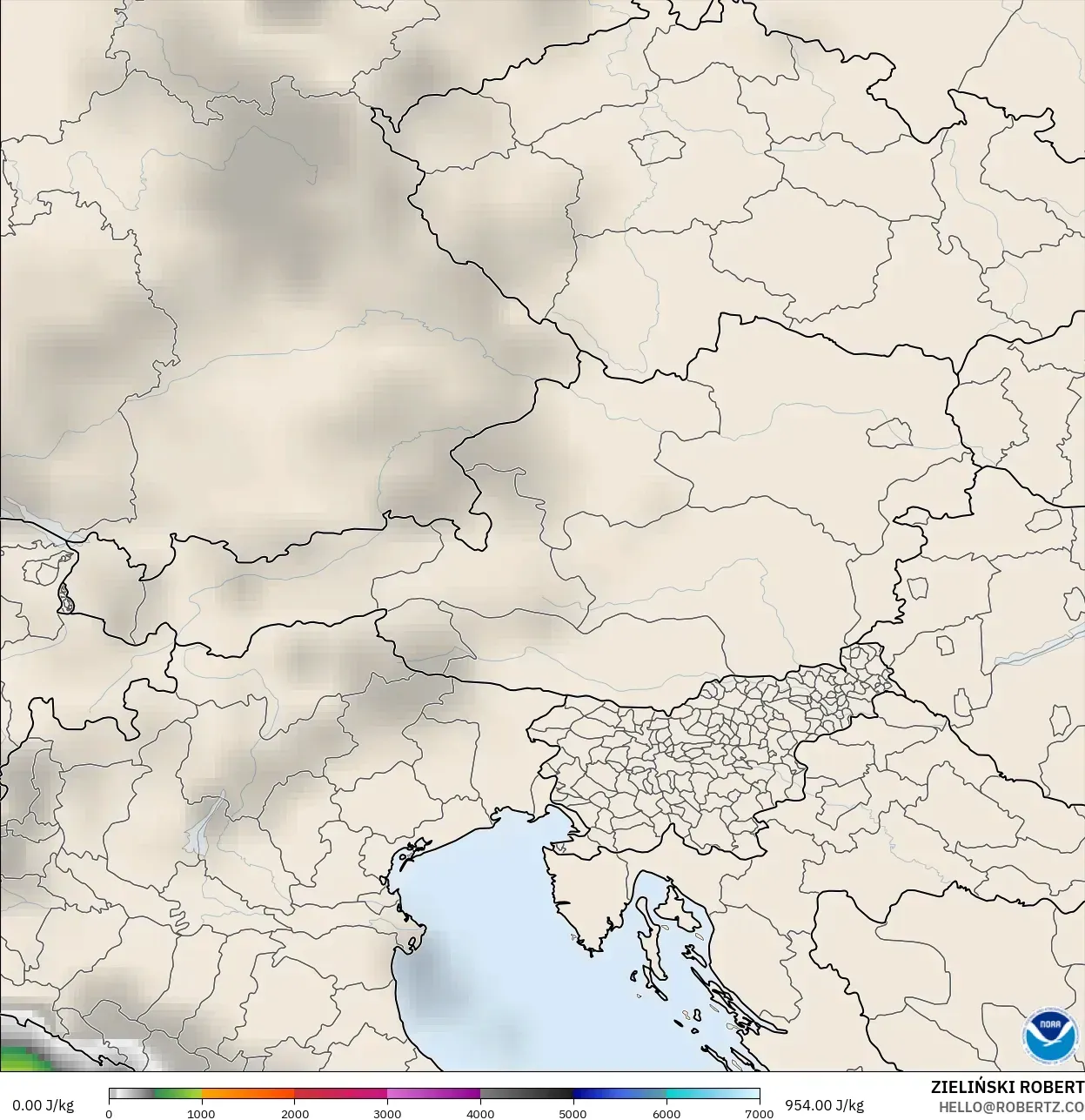 GFS modelo - Austria, CAPE