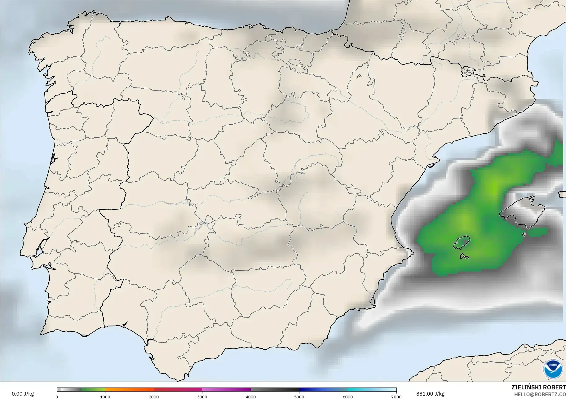 GFS modelo - España, CAPE
