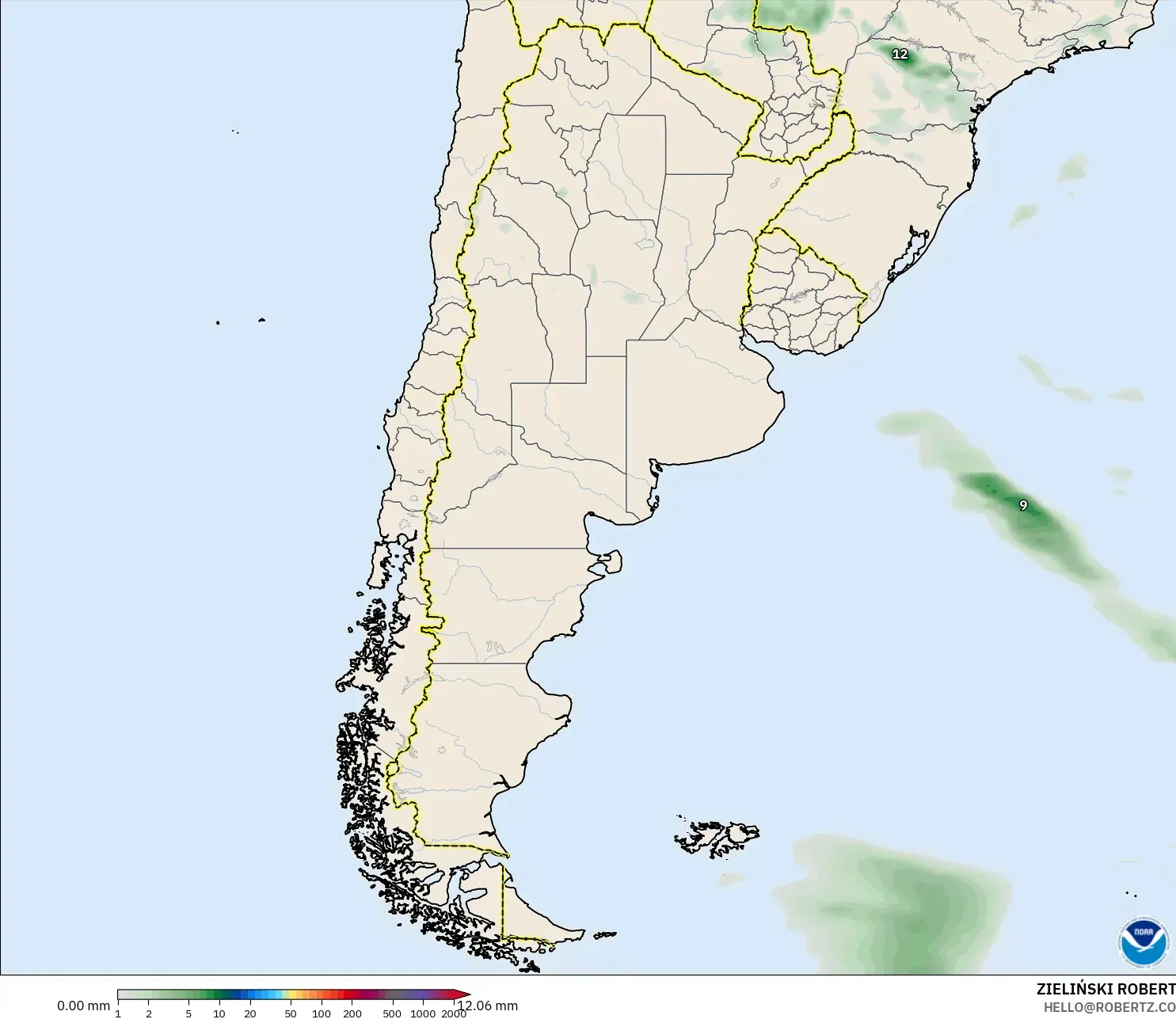 GFS modelo - Argentina, Acumulación de precipitación
