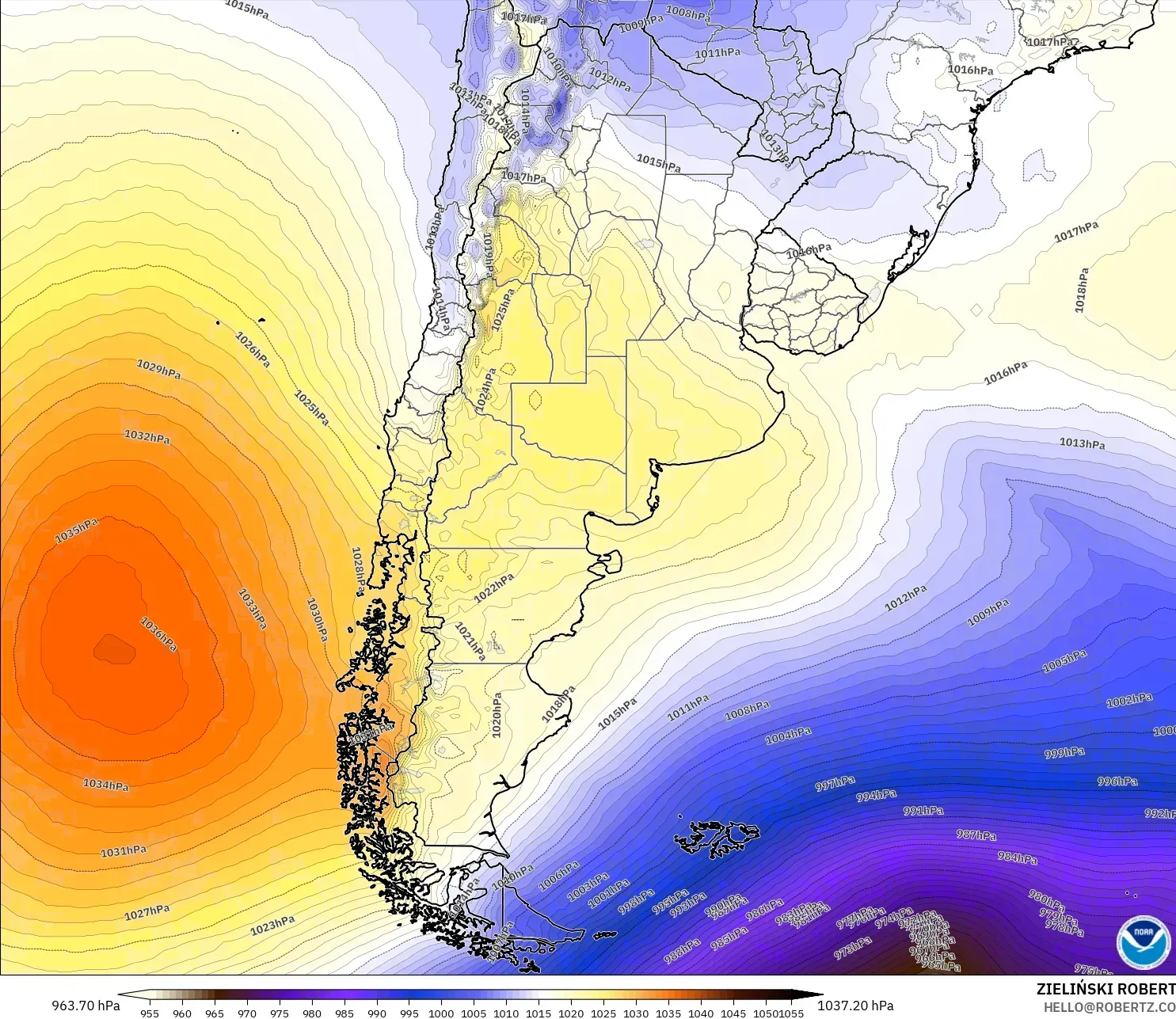GFS modelo - Argentina, Presión