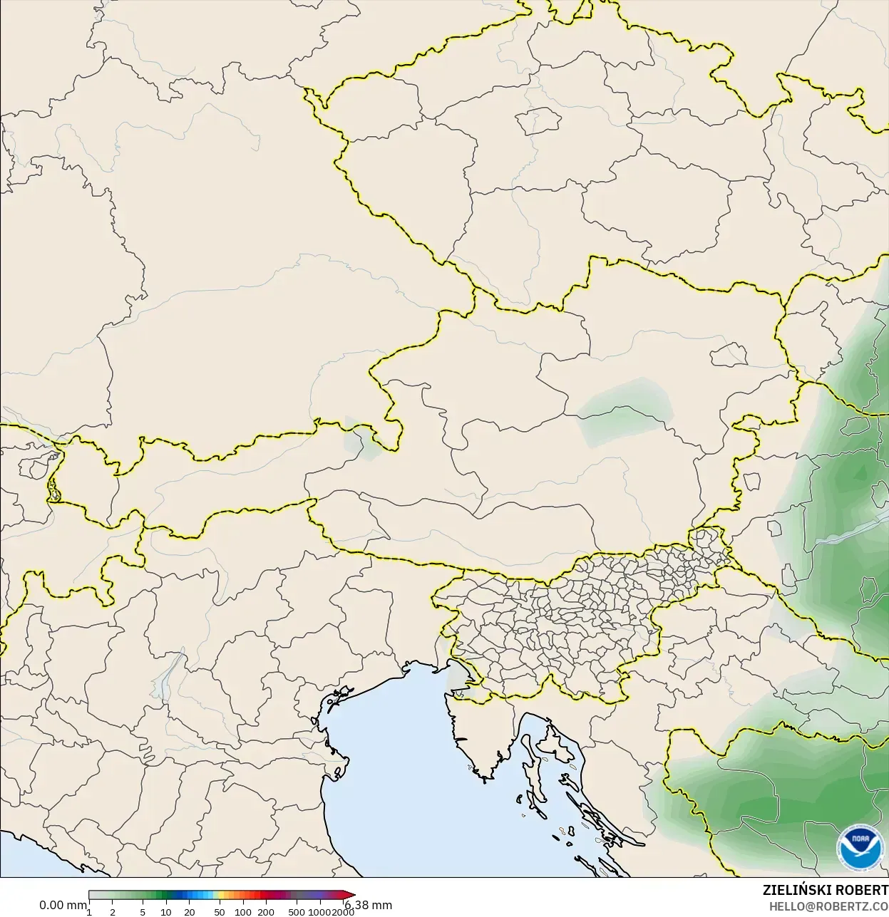 GFS modelo - Austria, Acumulación de precipitación
