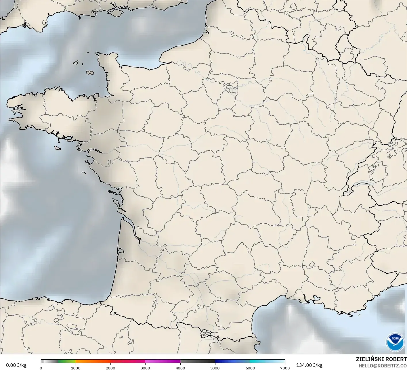 GFS modelo - Francia, CAPE