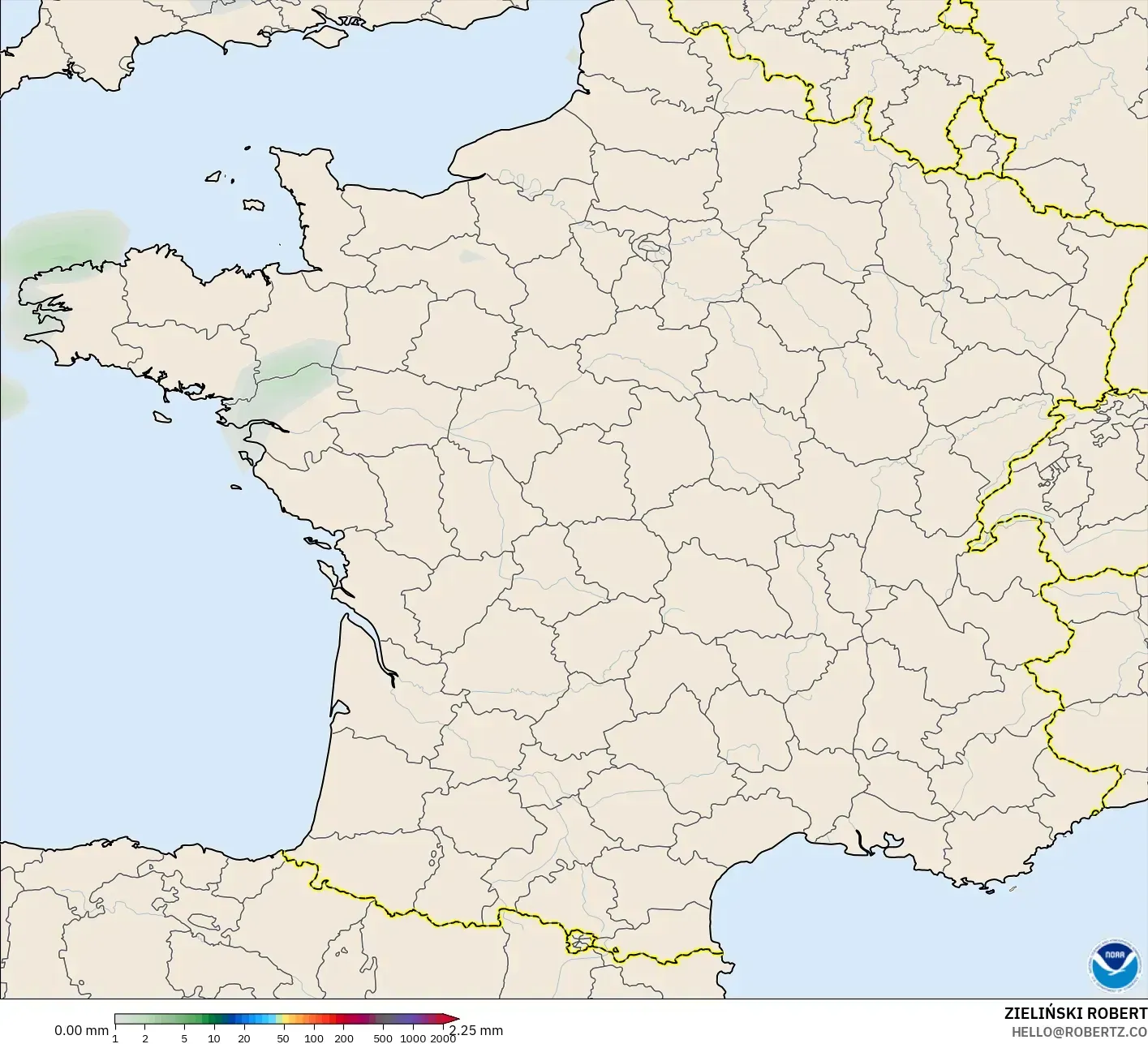 GFS modelo - Francia, Acumulación de precipitación