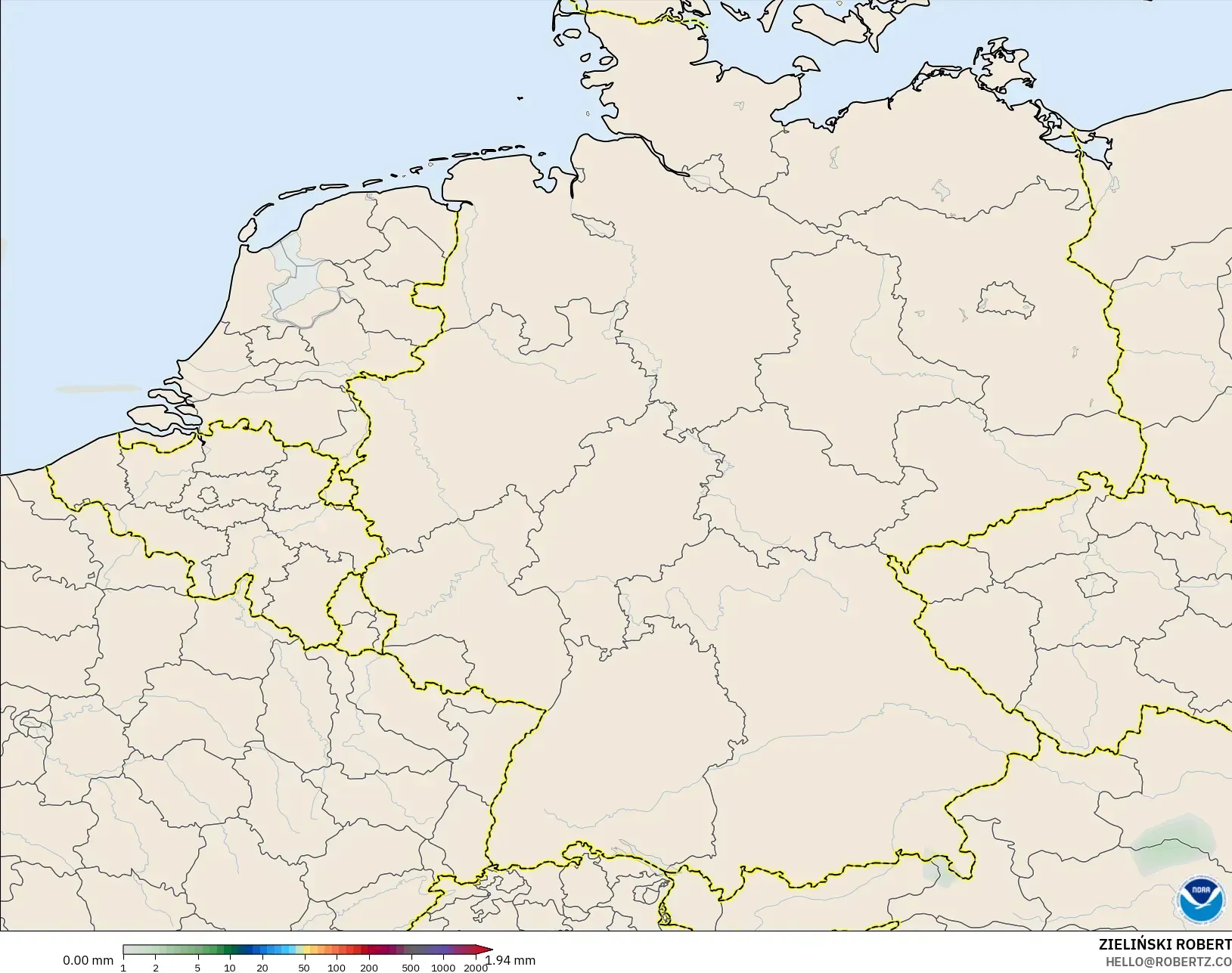 GFS modelo - Alemania, Acumulación de precipitación