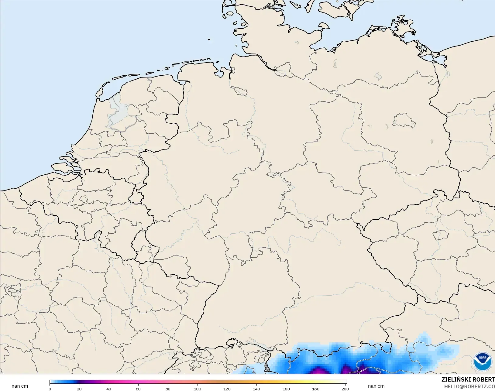 GFS modelo - Alemania, Profundidad de nieve