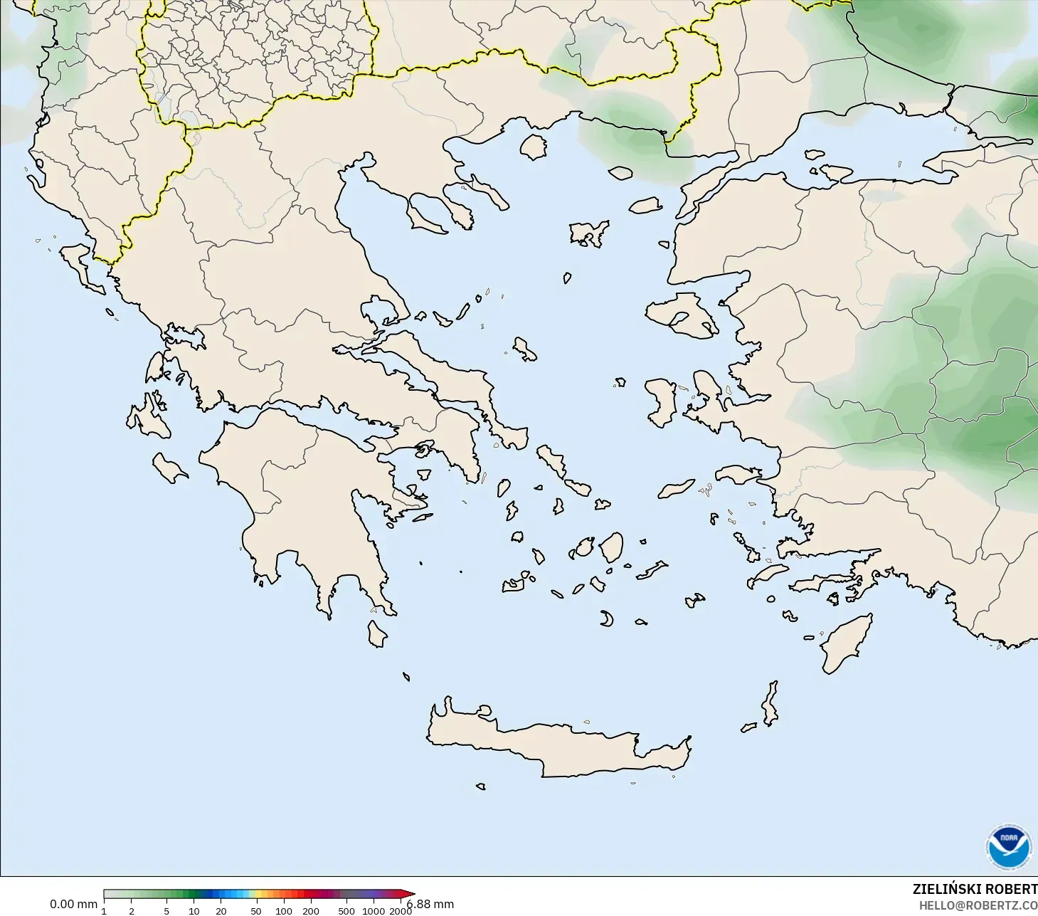 GFS modelo - Grecia, Acumulación de precipitación