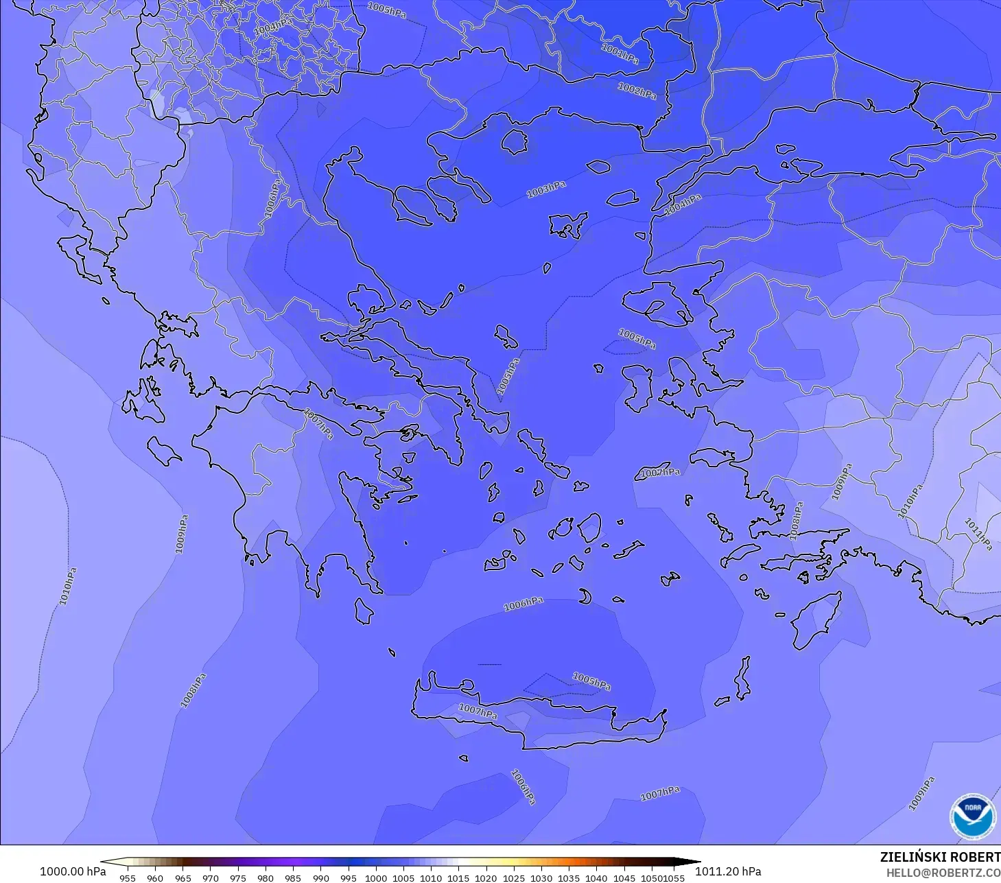 GFS modelo - Grecia, Presión