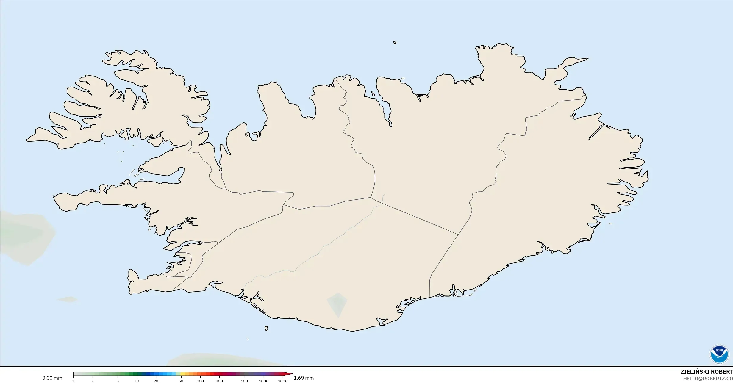 GFS modelo - Islandia, Acumulación de precipitación