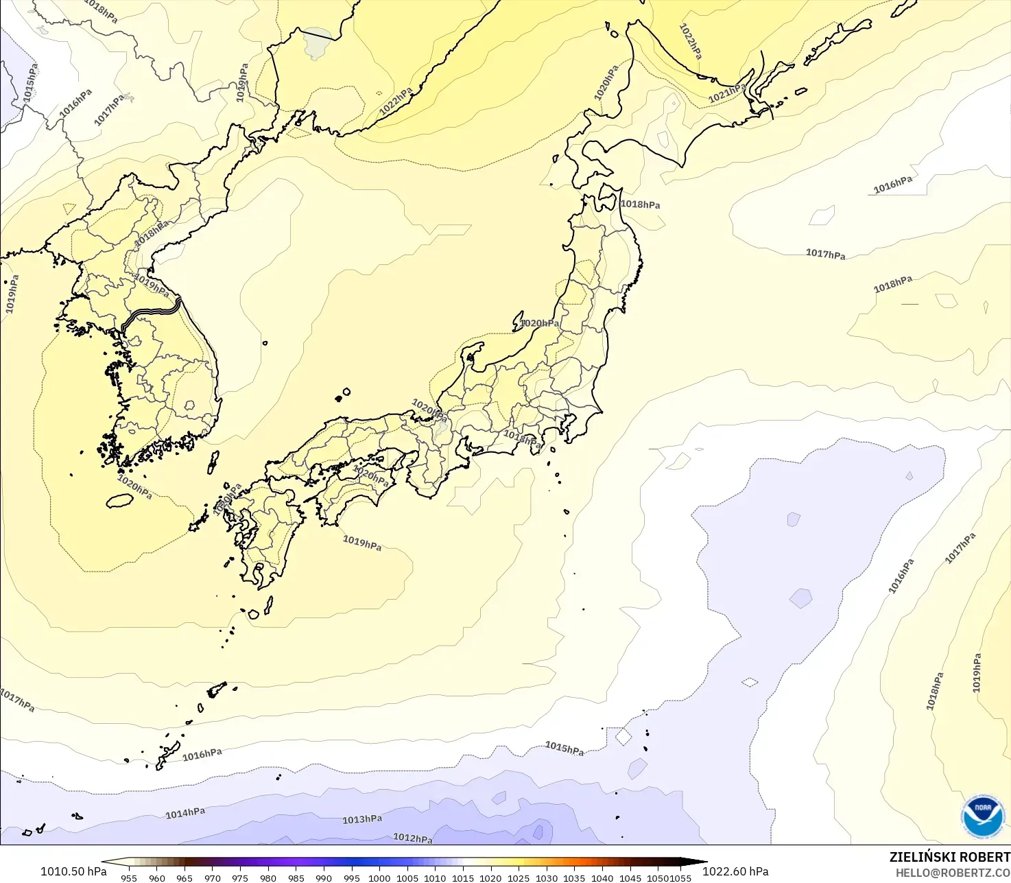 GFS modelo - Japón, Presión