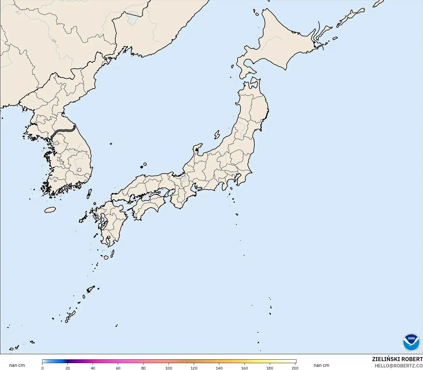 GFS modelo - Japón, Profundidad de nieve