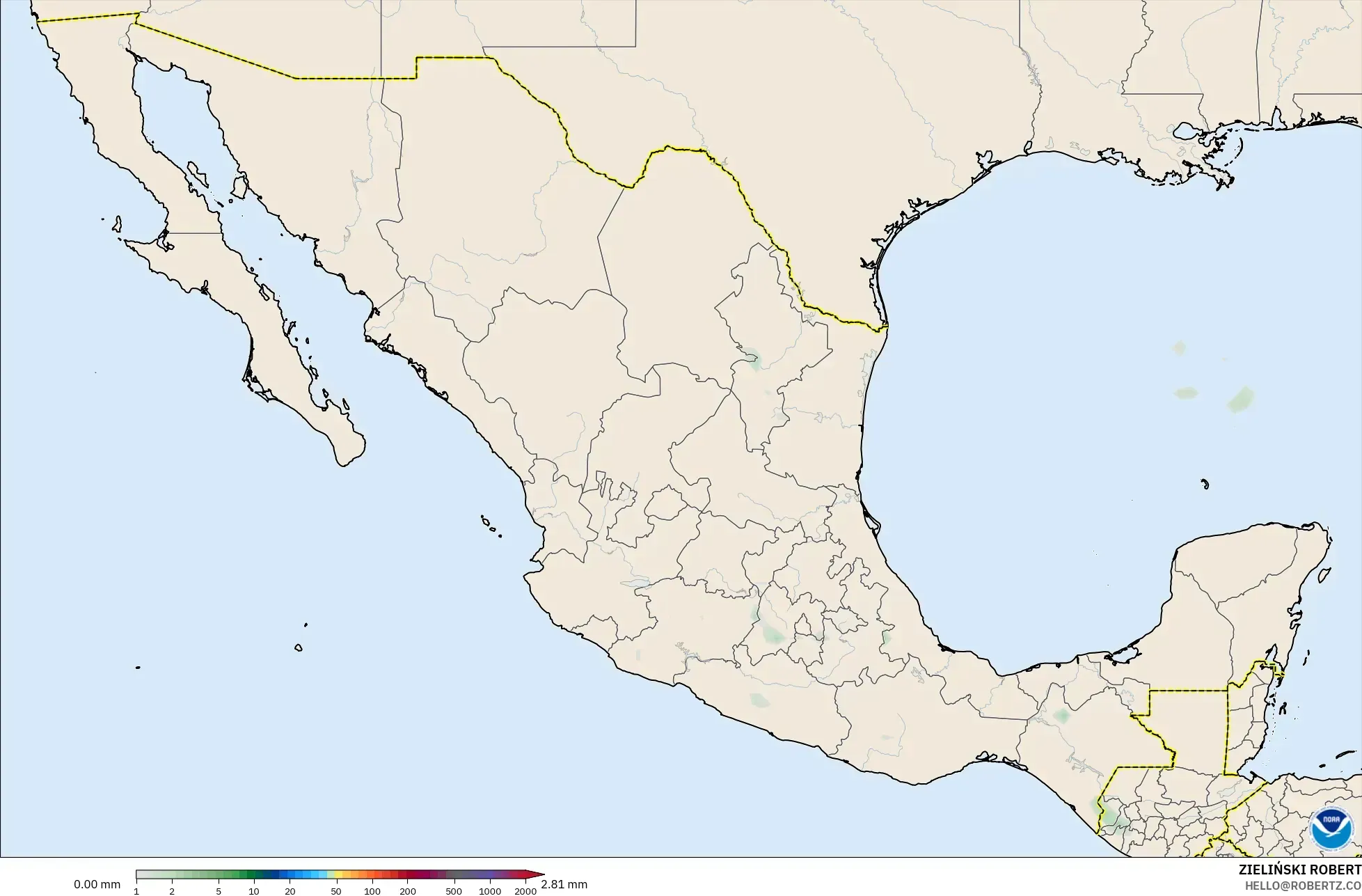 GFS modelo - México, Acumulación de precipitación