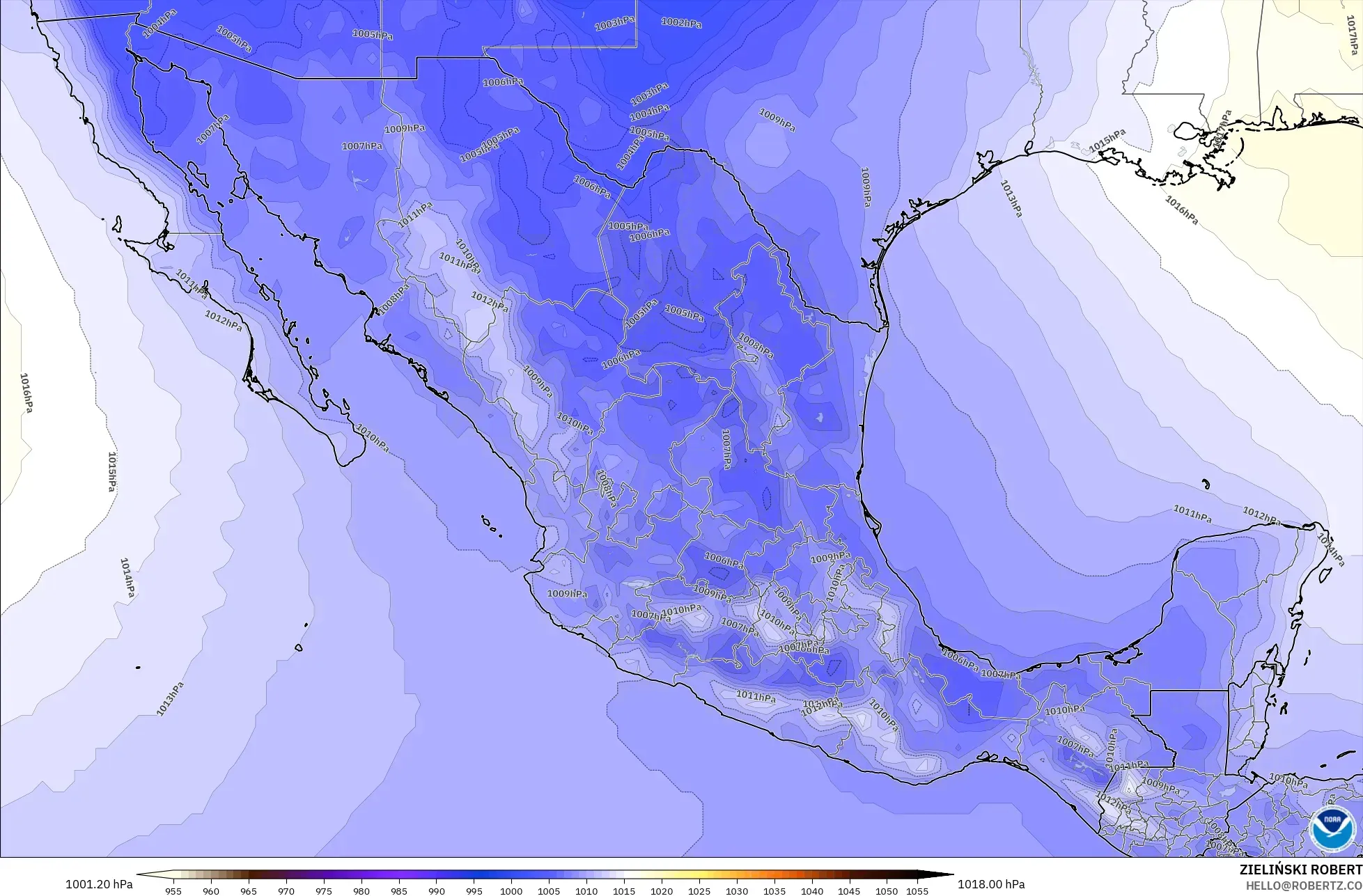 GFS modelo - México, Presión