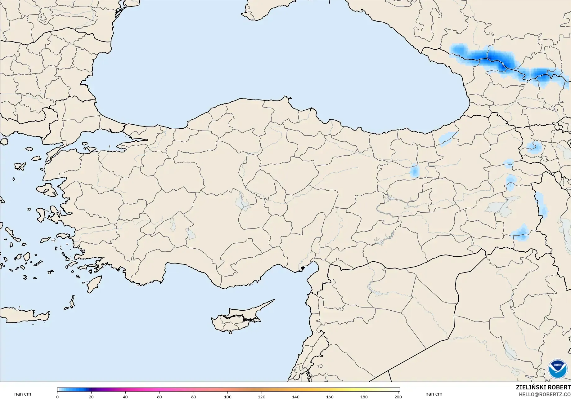 GFS modelo - Turquía, Profundidad de nieve