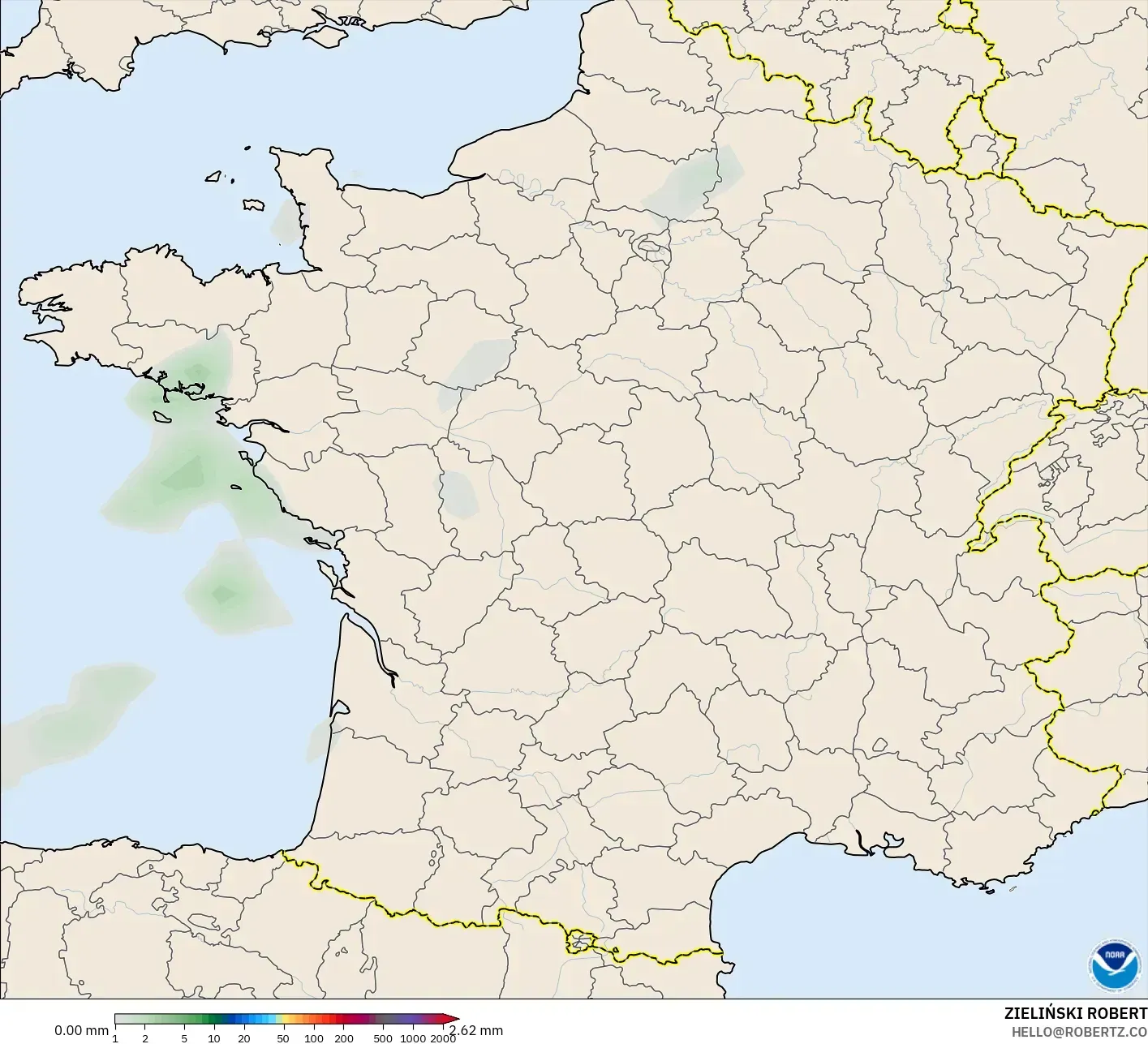 GFS modelo - Francia, Acumulación de precipitación