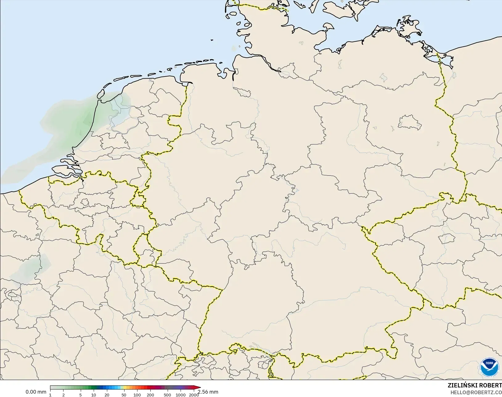 GFS modelo - Alemania, Acumulación de precipitación
