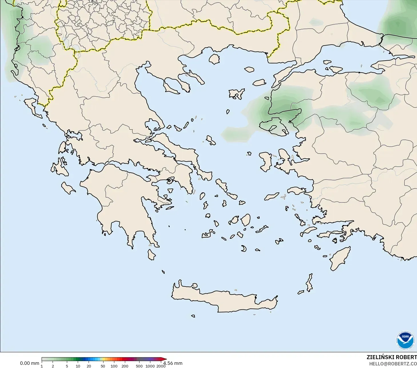 GFS modelo - Grecia, Acumulación de precipitación